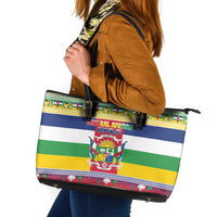 Central African Republic Christmas Leather Tote Bag Joyeux Noel - Wonder Print Shop