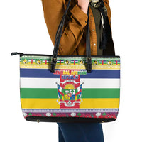 Central African Republic Christmas Leather Tote Bag Joyeux Noel - Wonder Print Shop