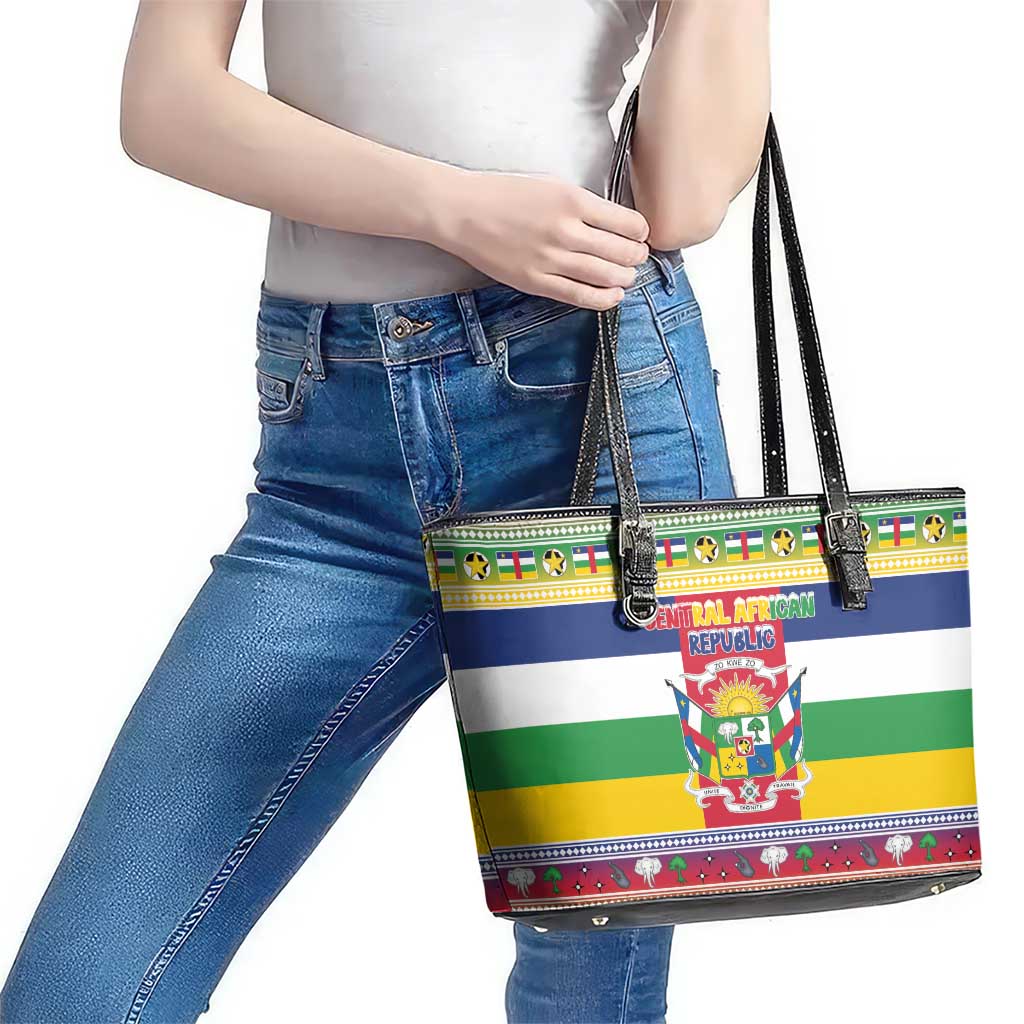 Central African Republic Christmas Leather Tote Bag Joyeux Noel - Wonder Print Shop