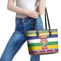 Central African Republic Christmas Leather Tote Bag Joyeux Noel - Wonder Print Shop