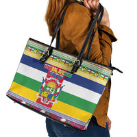 Central African Republic Christmas Leather Tote Bag Joyeux Noel - Wonder Print Shop