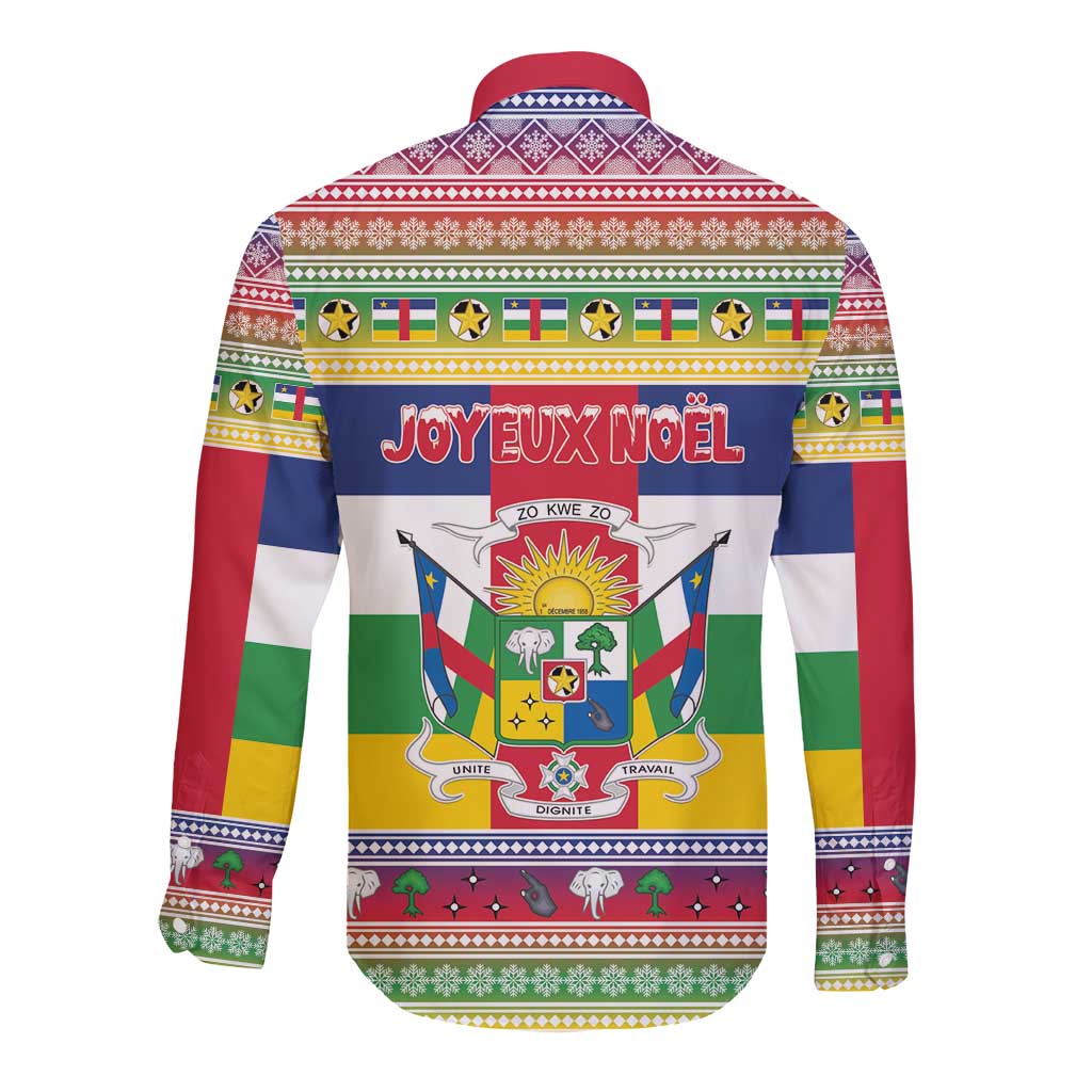 Central African Republic Christmas Long Sleeve Button Shirt Joyeux Noel - Wonder Print Shop