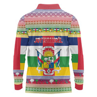 Central African Republic Christmas Long Sleeve Polo Shirt Joyeux Noel - Wonder Print Shop