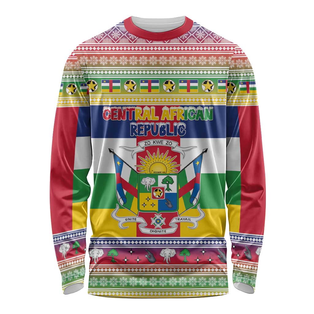 Central African Republic Christmas Long Sleeve Shirt Joyeux Noel - Wonder Print Shop