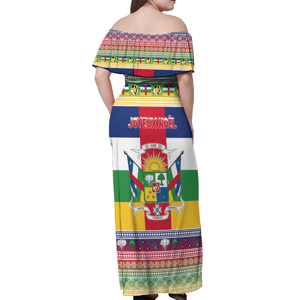 Central African Republic Christmas Off Shoulder Maxi Dress Joyeux Noel - Wonder Print Shop