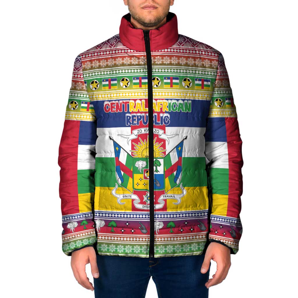 Central African Republic Christmas Padded Jacket Joyeux Noel - Wonder Print Shop