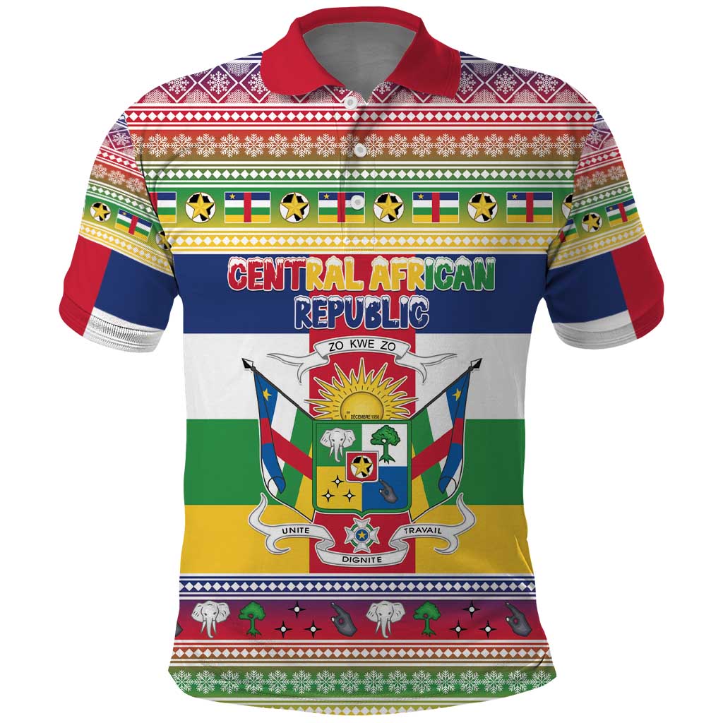 Central African Republic Christmas Polo Shirt Joyeux Noel - Wonder Print Shop