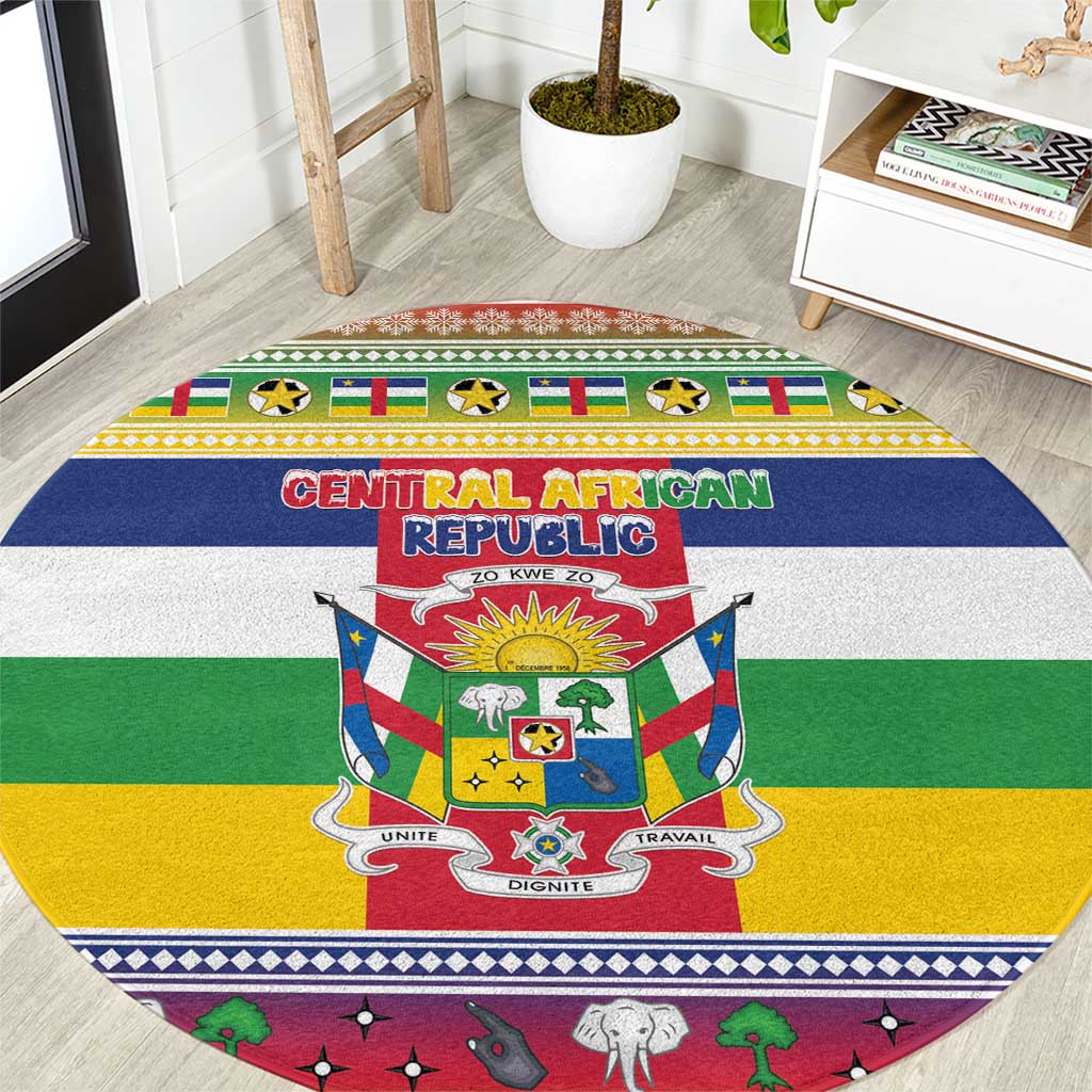 Central African Republic Christmas Round Carpet Joyeux Noel - Wonder Print Shop