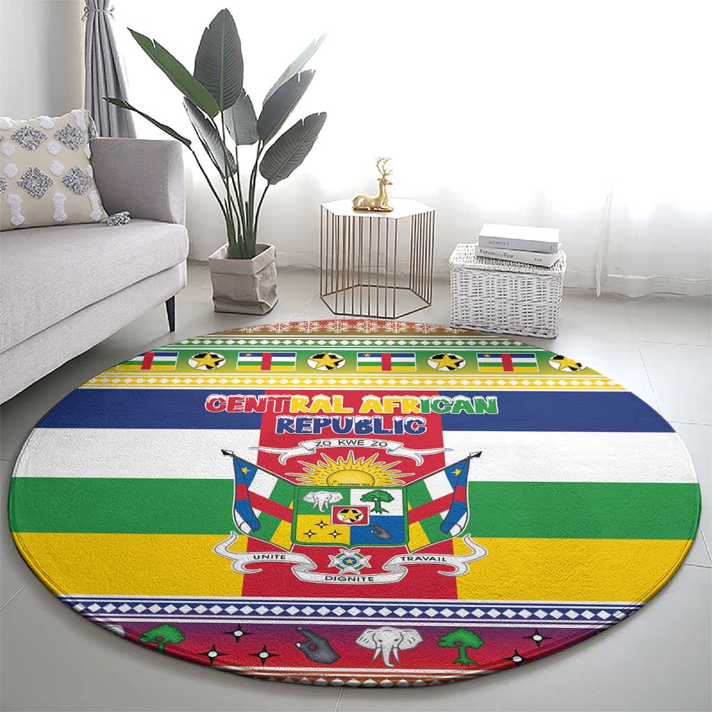 Central African Republic Christmas Round Carpet Joyeux Noel - Wonder Print Shop