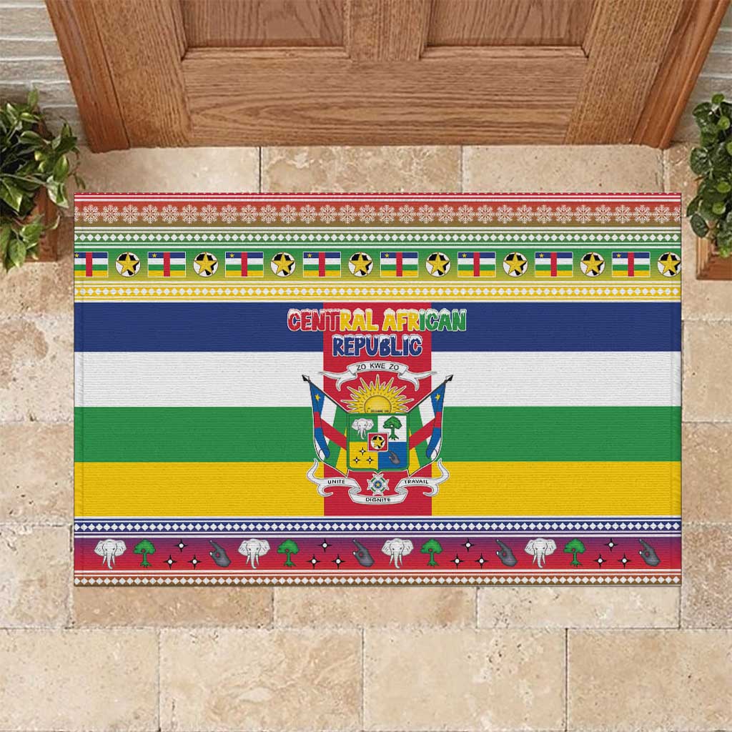Central African Republic Christmas Rubber Doormat Joyeux Noel - Wonder Print Shop