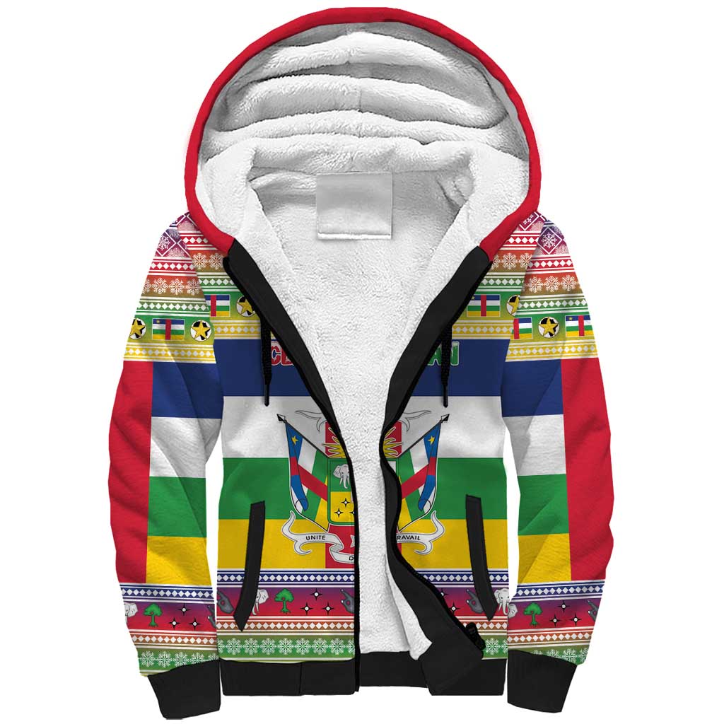 Central African Republic Christmas Sherpa Hoodie Joyeux Noel - Wonder Print Shop