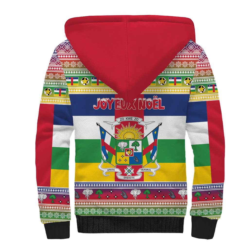 Central African Republic Christmas Sherpa Hoodie Joyeux Noel - Wonder Print Shop