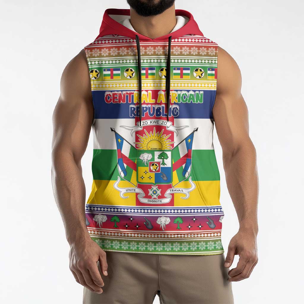 Central African Republic Christmas Sleeveless Hoodie Joyeux Noel - Wonder Print Shop