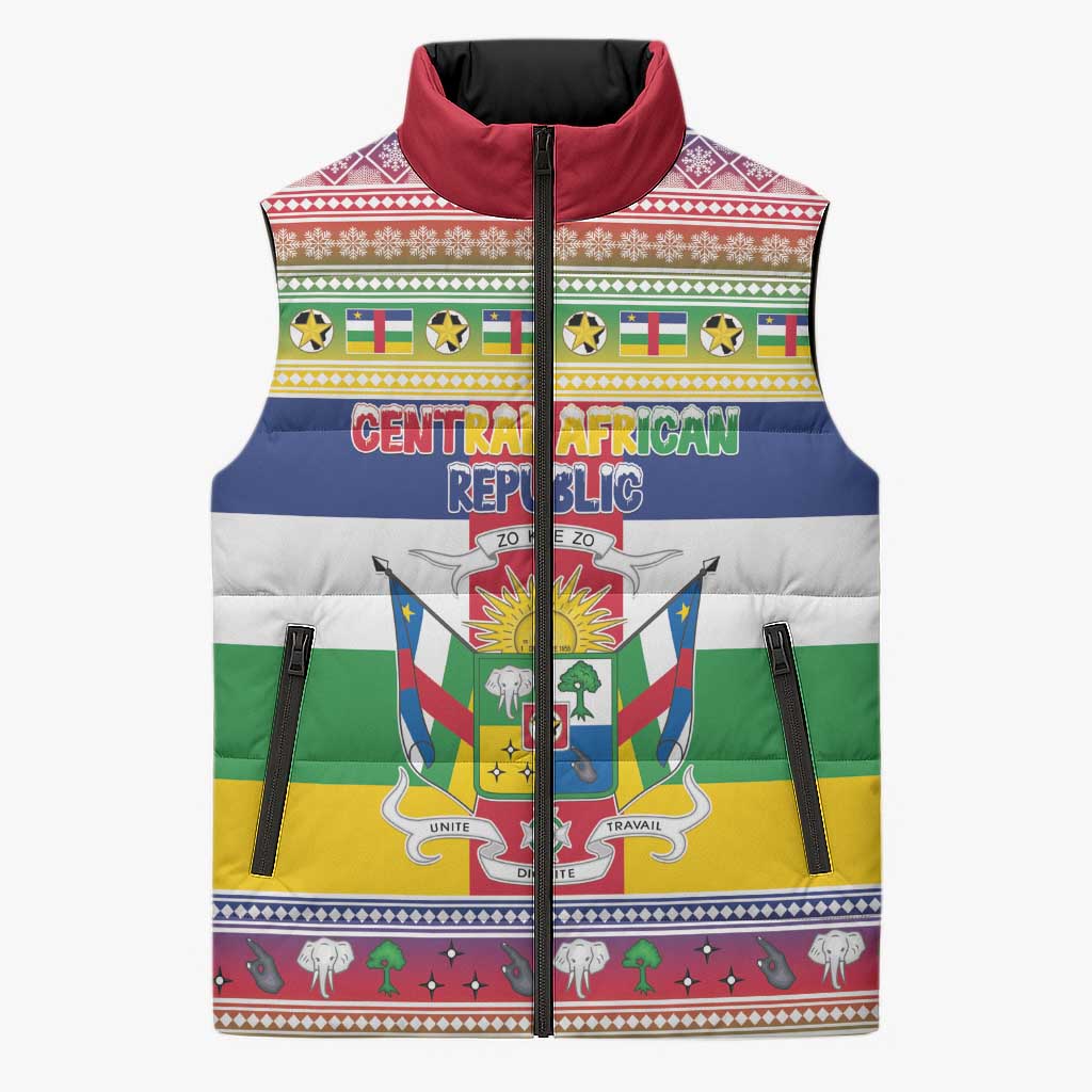 Central African Republic Christmas Sleeveless Puffer Jacket Joyeux Noel - Wonder Print Shop