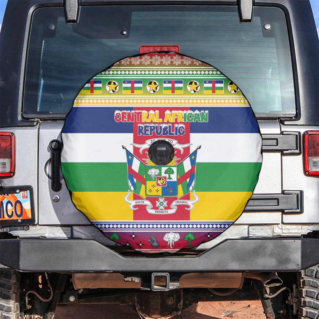 Central African Republic Christmas Spare Tire Cover Joyeux Noel - Wonder Print Shop