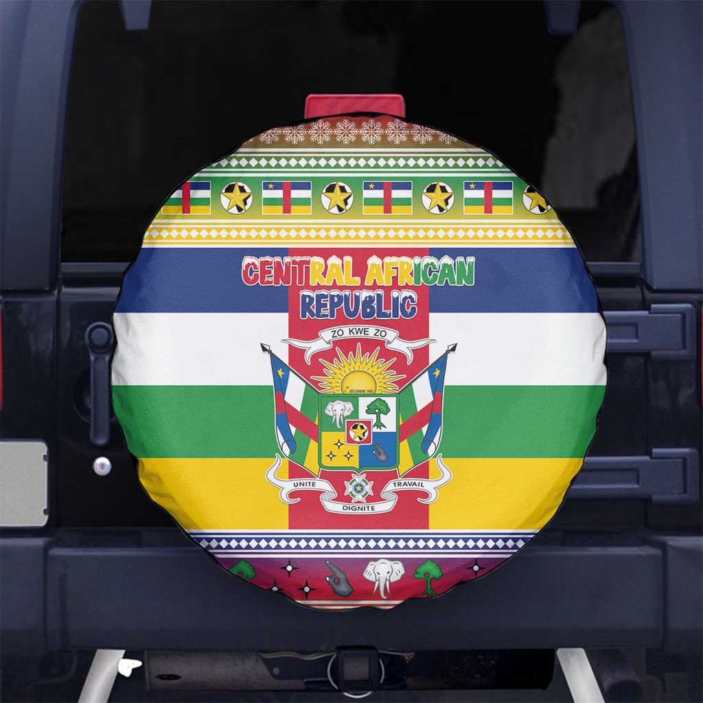 Central African Republic Christmas Spare Tire Cover Joyeux Noel - Wonder Print Shop