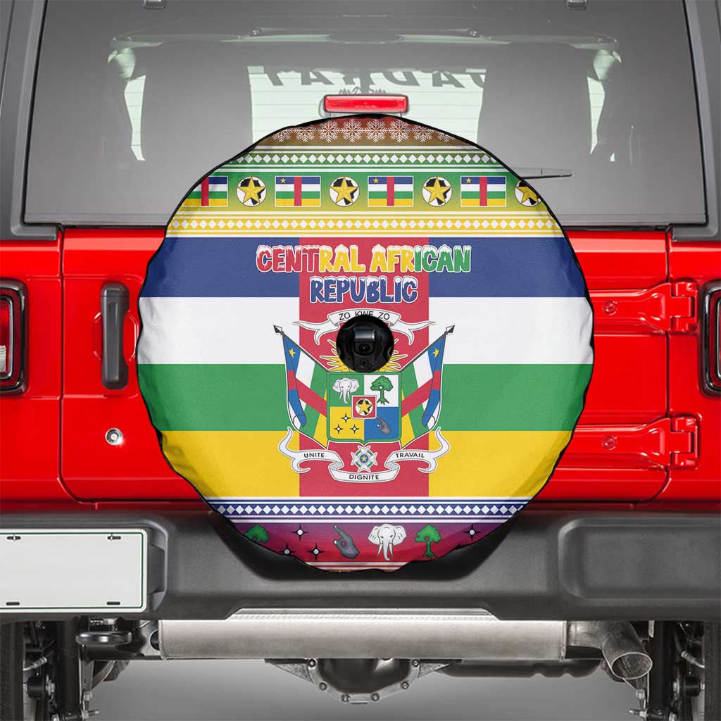 Central African Republic Christmas Spare Tire Cover Joyeux Noel - Wonder Print Shop