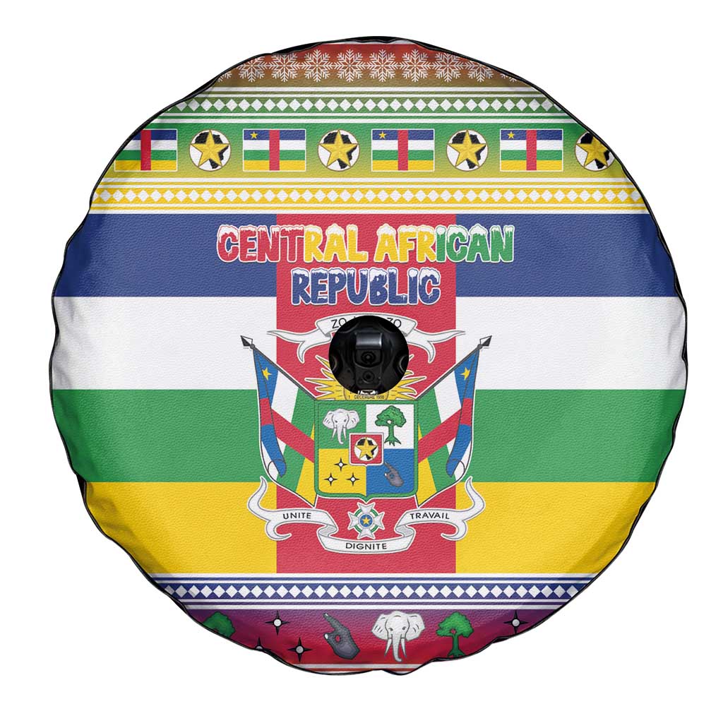 Central African Republic Christmas Spare Tire Cover Joyeux Noel - Wonder Print Shop