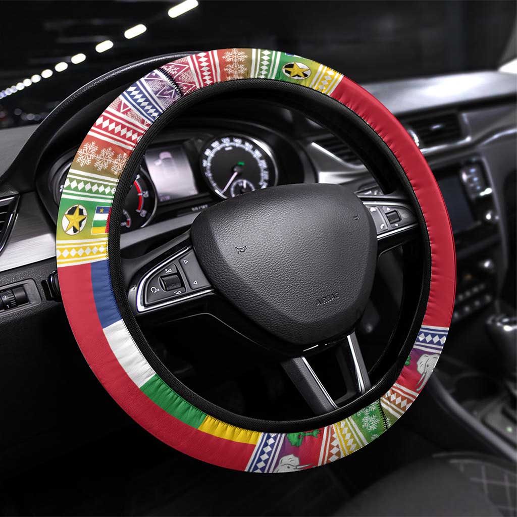 Central African Republic Christmas Steering Wheel Cover Joyeux Noel - Wonder Print Shop