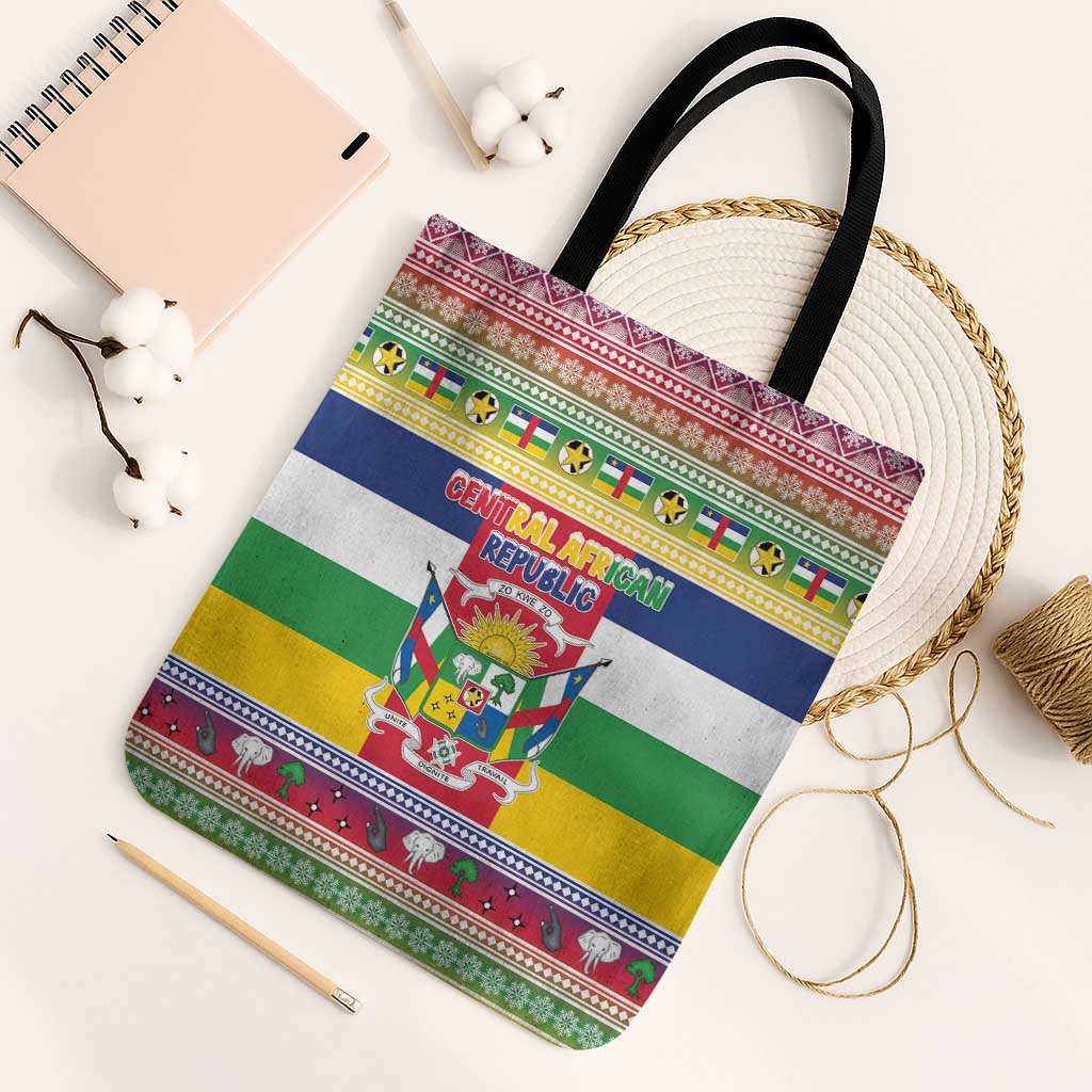 Central African Republic Christmas Tote Bag Joyeux Noel - Wonder Print Shop