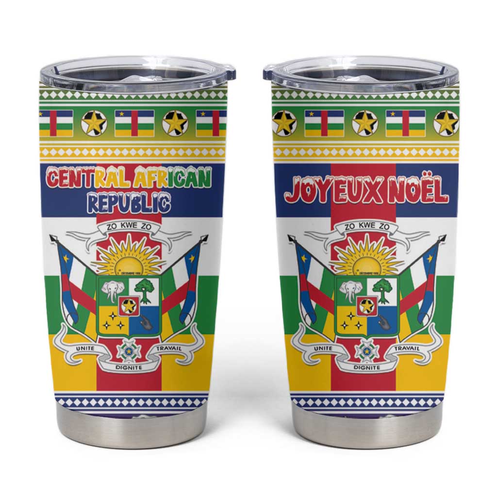 Central African Republic Christmas Tumbler Cup Joyeux Noel - Wonder Print Shop