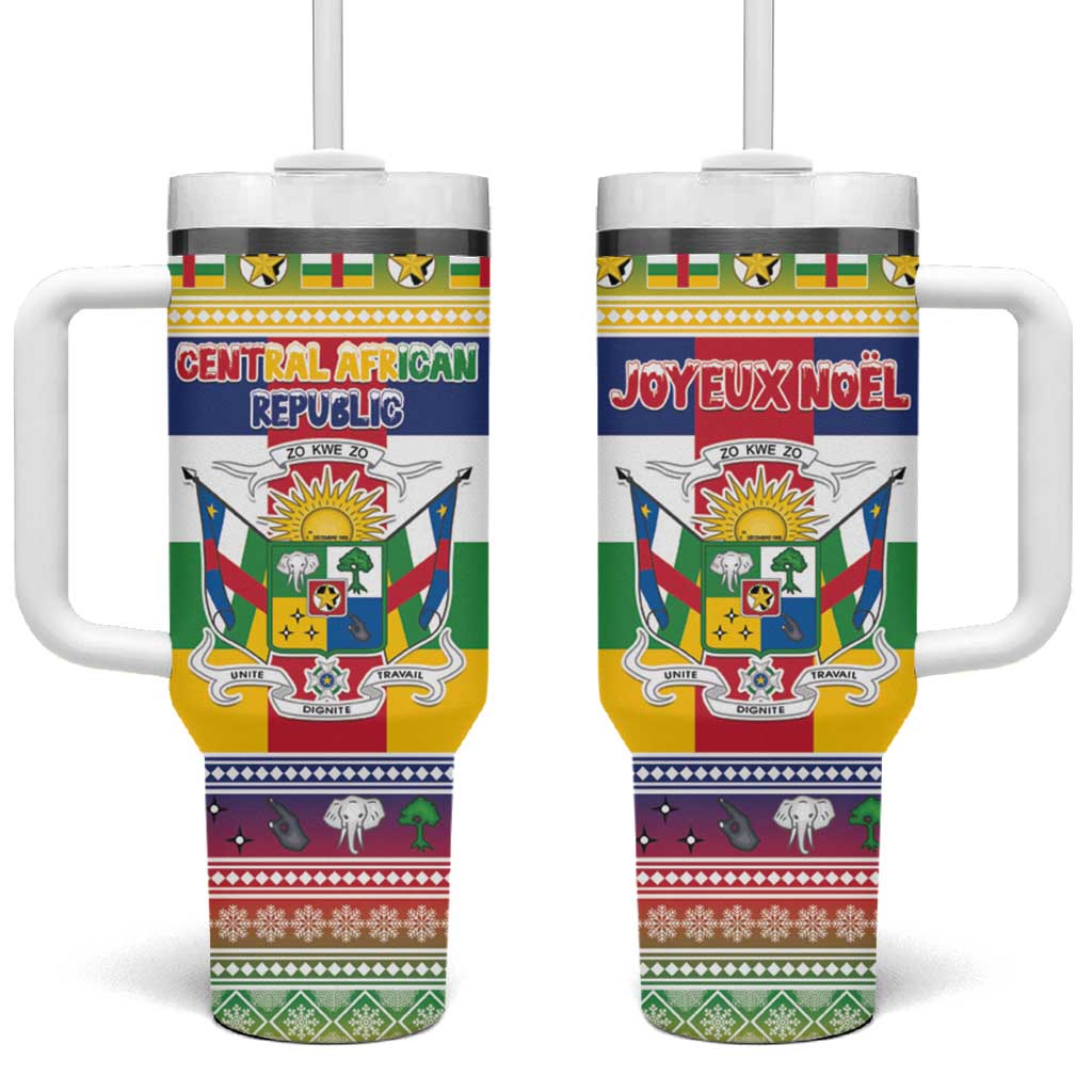 Central African Republic Christmas Tumbler With Handle Joyeux Noel - Wonder Print Shop