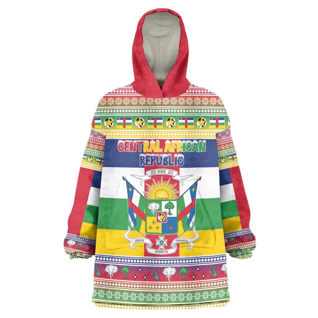 Central African Republic Christmas Wearable Blanket Hoodie Joyeux Noel - Wonder Print Shop
