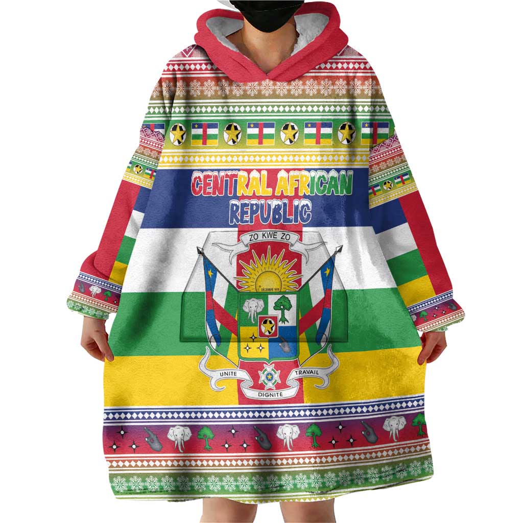 Central African Republic Christmas Wearable Blanket Hoodie Joyeux Noel - Wonder Print Shop