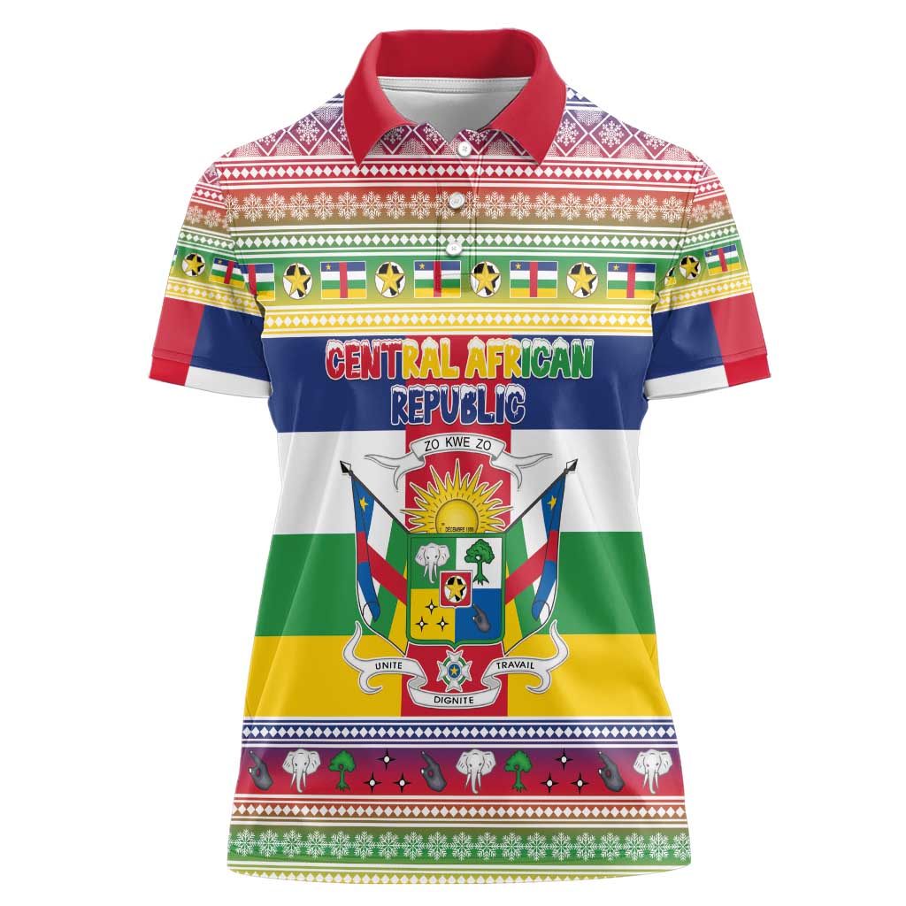 Central African Republic Christmas Women Polo Shirt Joyeux Noel - Wonder Print Shop