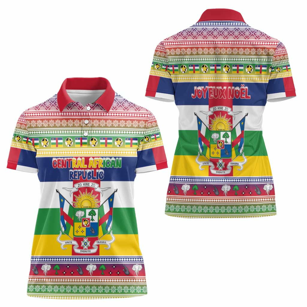 Central African Republic Christmas Women Polo Shirt Joyeux Noel - Wonder Print Shop