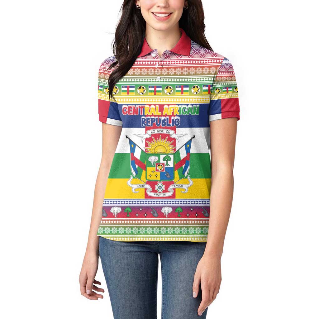 Central African Republic Christmas Women Polo Shirt Joyeux Noel - Wonder Print Shop