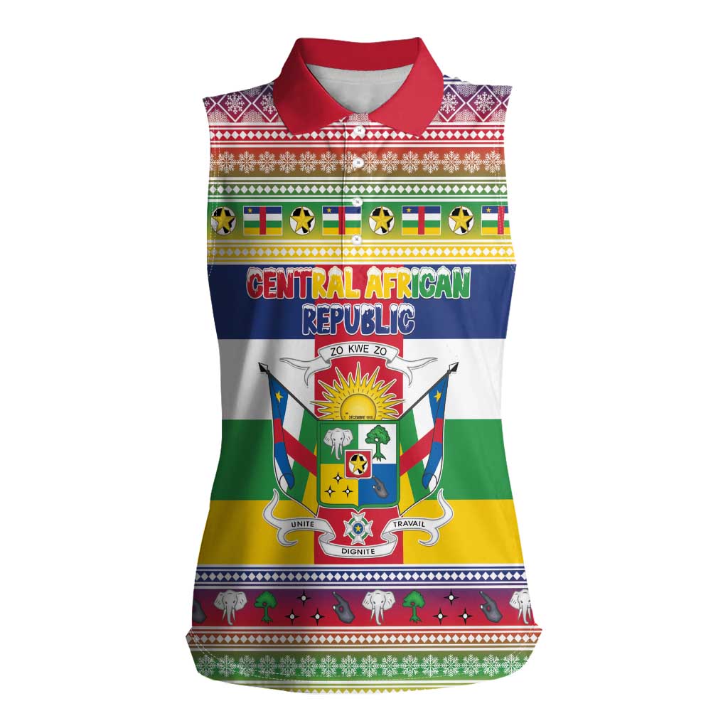 Central African Republic Christmas Women Sleeveless Polo Shirt Joyeux Noel - Wonder Print Shop