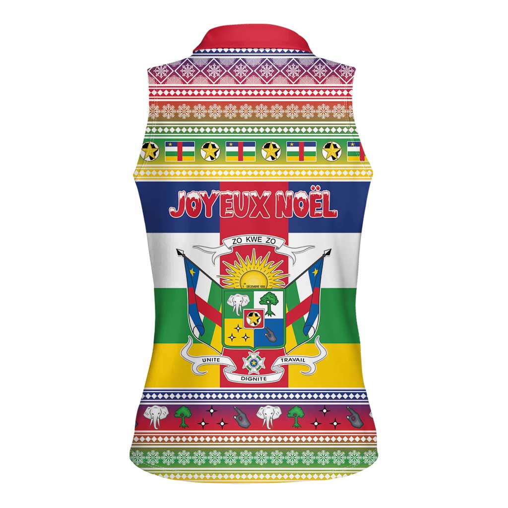Central African Republic Christmas Women Sleeveless Polo Shirt Joyeux Noel - Wonder Print Shop