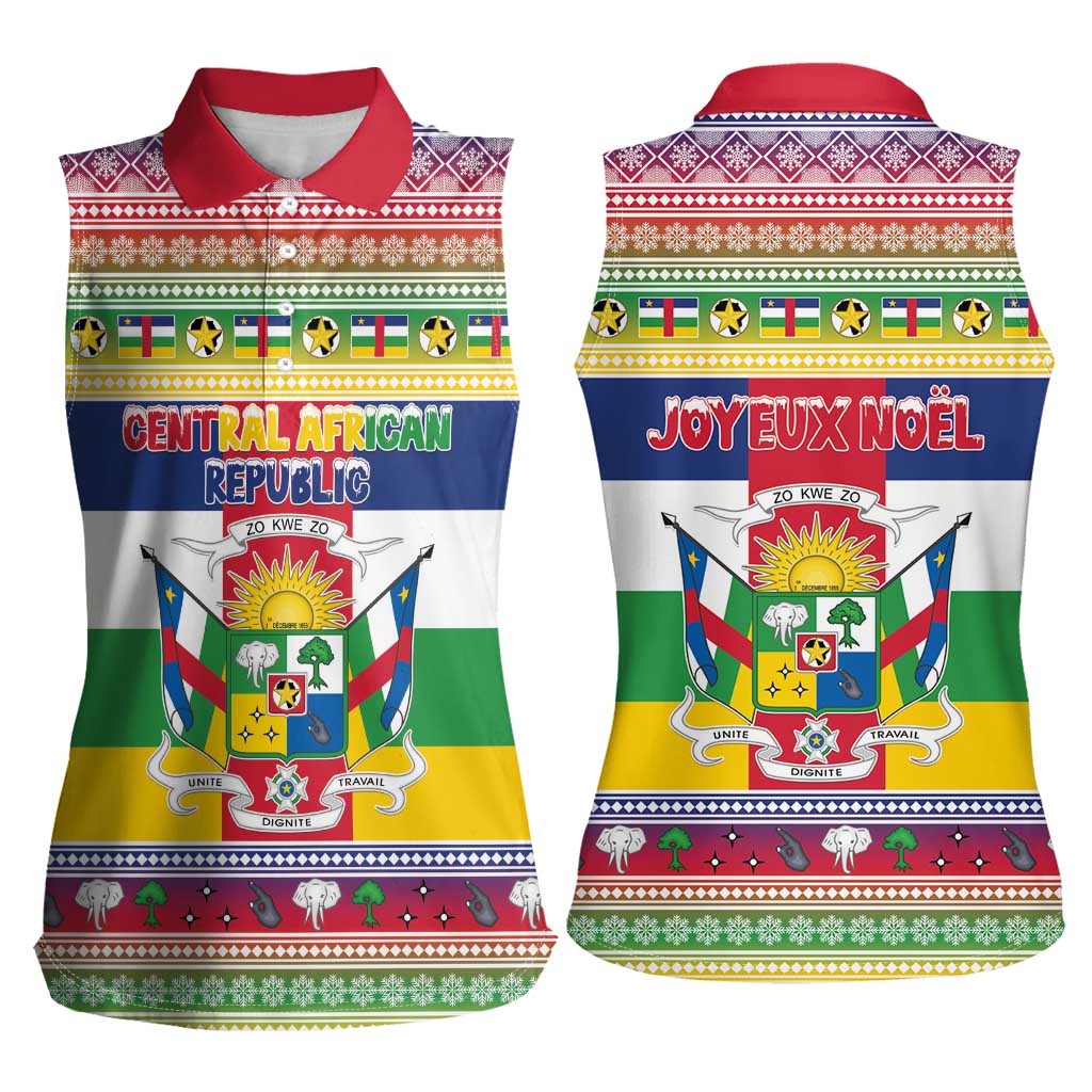 Central African Republic Christmas Women Sleeveless Polo Shirt Joyeux Noel - Wonder Print Shop