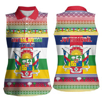Central African Republic Christmas Women Sleeveless Polo Shirt Joyeux Noel - Wonder Print Shop