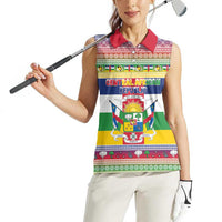 Central African Republic Christmas Women Sleeveless Polo Shirt Joyeux Noel - Wonder Print Shop