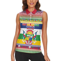 Central African Republic Christmas Women Sleeveless Polo Shirt Joyeux Noel - Wonder Print Shop