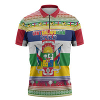Central African Republic Christmas Zipper Polo Shirt Joyeux Noel - Wonder Print Shop