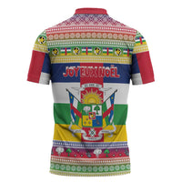 Central African Republic Christmas Zipper Polo Shirt Joyeux Noel - Wonder Print Shop