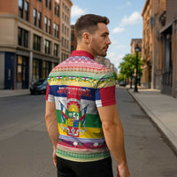 Central African Republic Christmas Zipper Polo Shirt Joyeux Noel - Wonder Print Shop