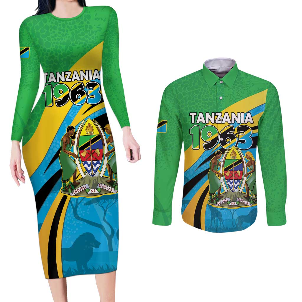 Personalized Tanzania 1963 Couples Matching Long Sleeve Bodycon Dress and Long Sleeve Button Shirt Happy Independence Day - Wonder Print Shop