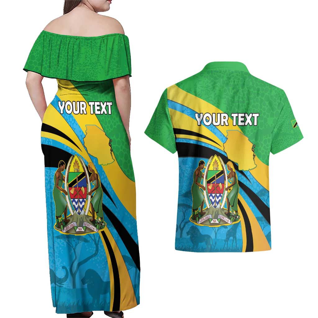 Personalized Tanzania 1963 Couples Matching Off Shoulder Maxi Dress and Hawaiian Shirt Happy Independence Day - Wonder Print Shop