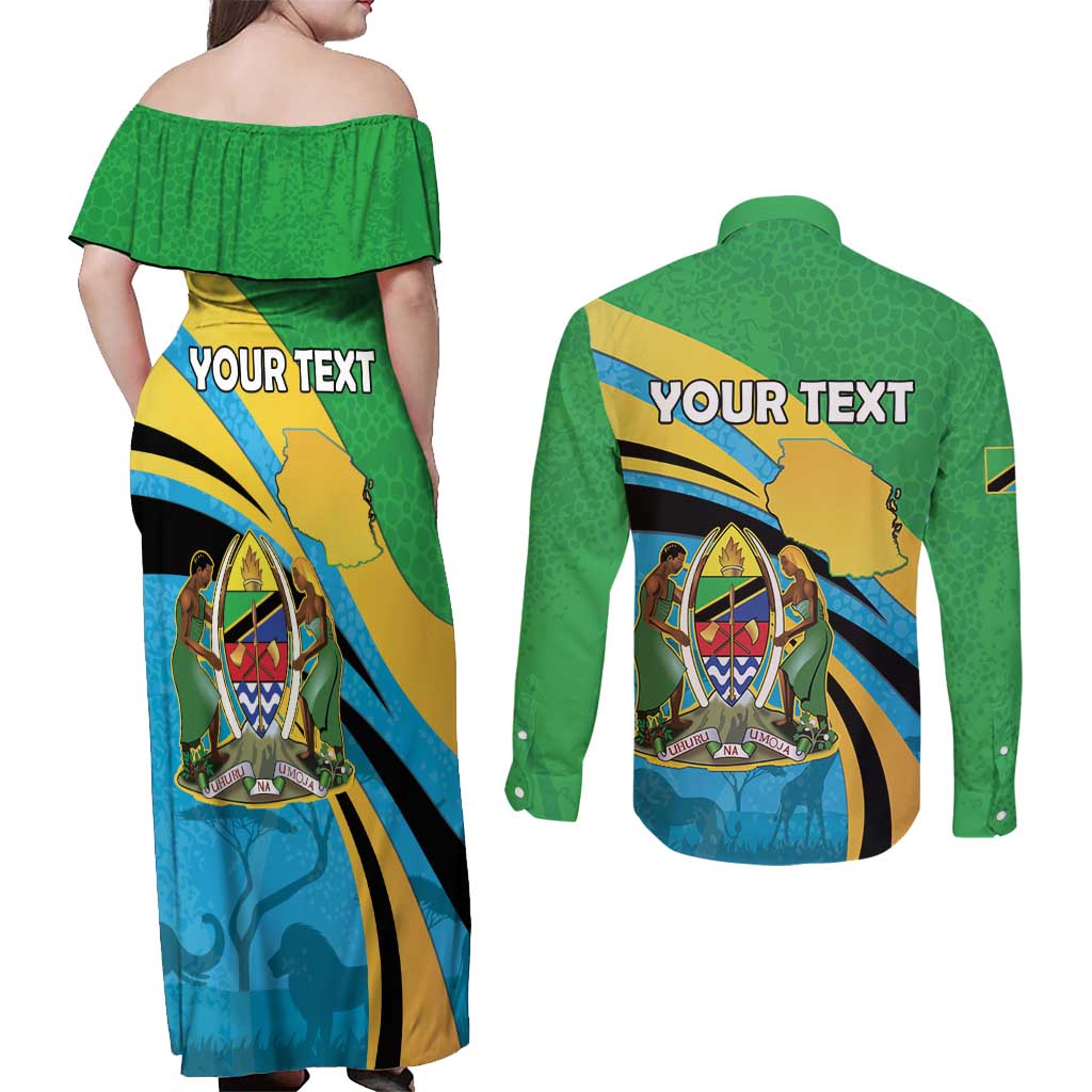 Personalized Tanzania 1963 Couples Matching Off Shoulder Maxi Dress and Long Sleeve Button Shirt Happy Independence Day - Wonder Print Shop