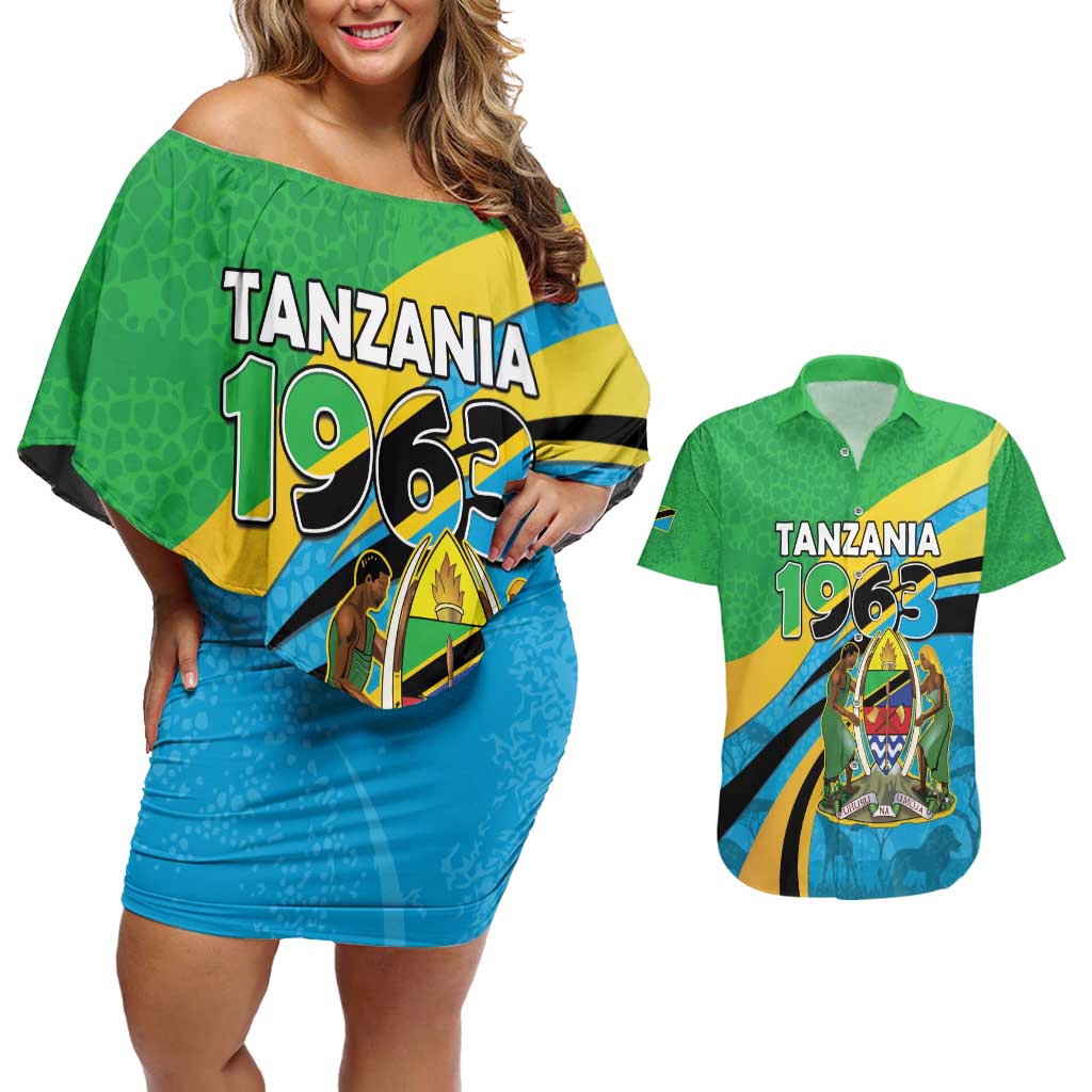 Personalized Tanzania 1963 Couples Matching Off Shoulder Short Dress and Hawaiian Shirt Happy Independence Day - Wonder Print Shop