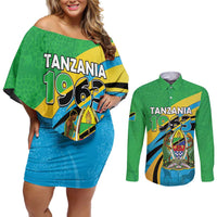 Personalized Tanzania 1963 Couples Matching Off Shoulder Short Dress and Long Sleeve Button Shirt Happy Independence Day - Wonder Print Shop