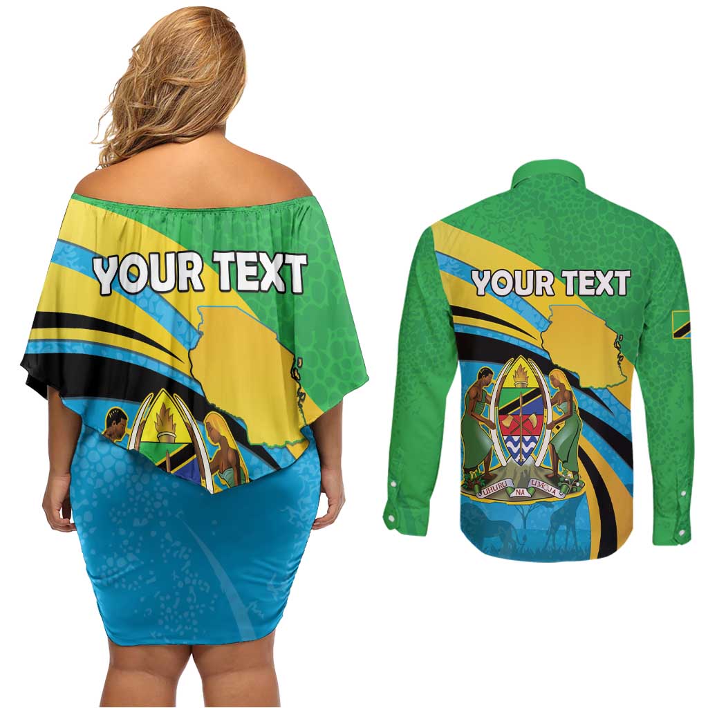 Personalized Tanzania 1963 Couples Matching Off Shoulder Short Dress and Long Sleeve Button Shirt Happy Independence Day - Wonder Print Shop