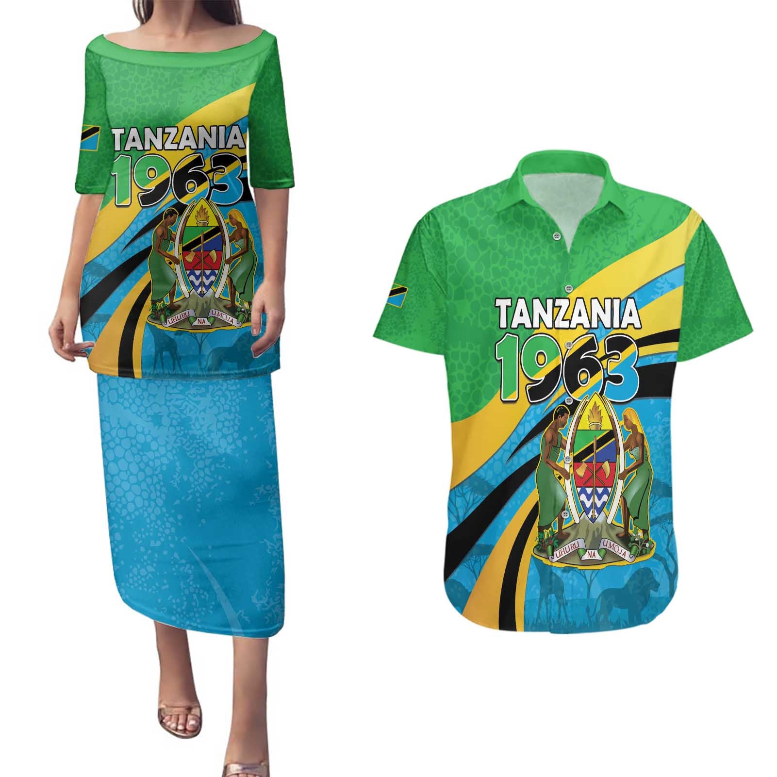 Personalized Tanzania 1963 Couples Matching Puletasi and Hawaiian Shirt Happy Independence Day - Wonder Print Shop