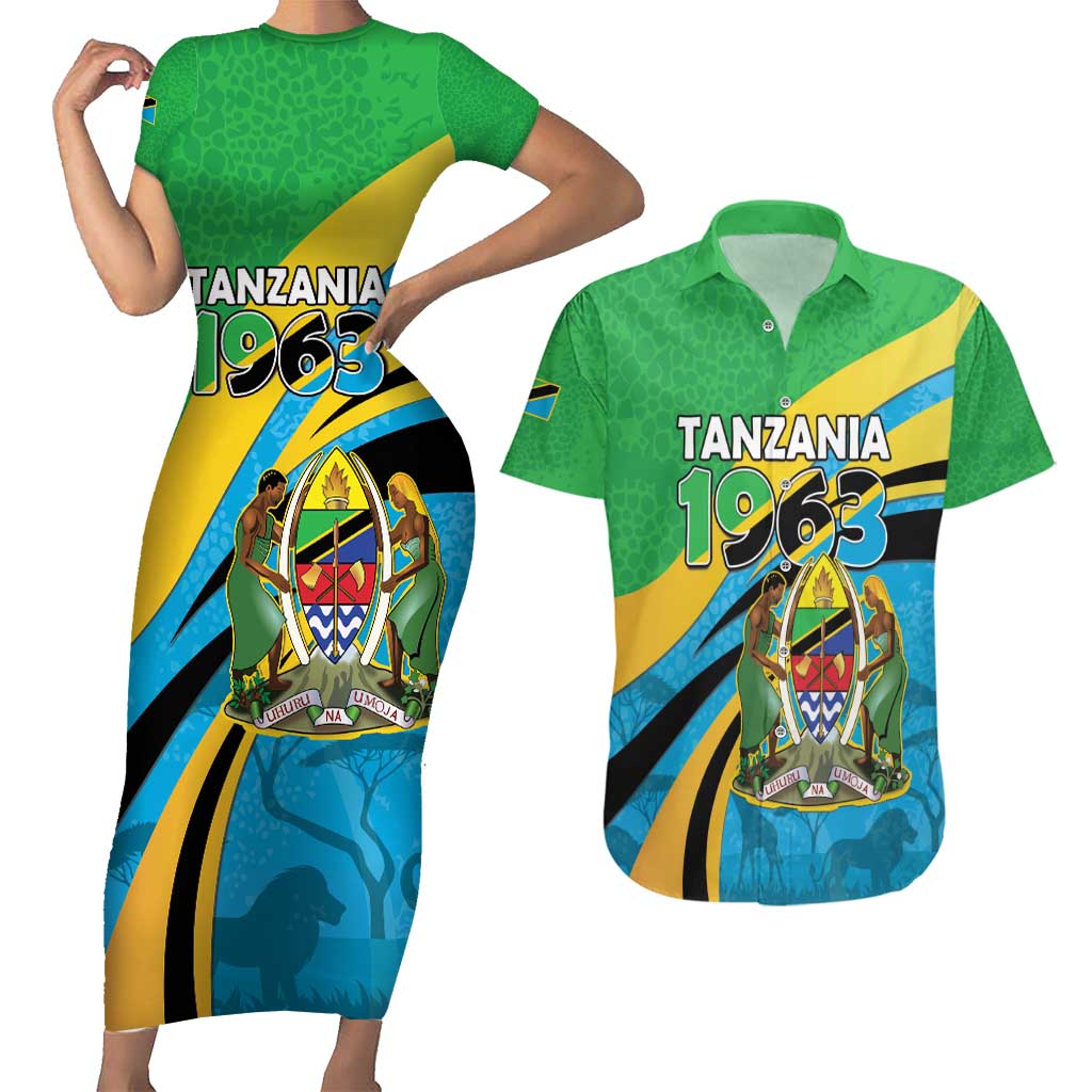 Personalized Tanzania 1963 Couples Matching Short Sleeve Bodycon Dress and Hawaiian Shirt Happy Independence Day - Wonder Print Shop