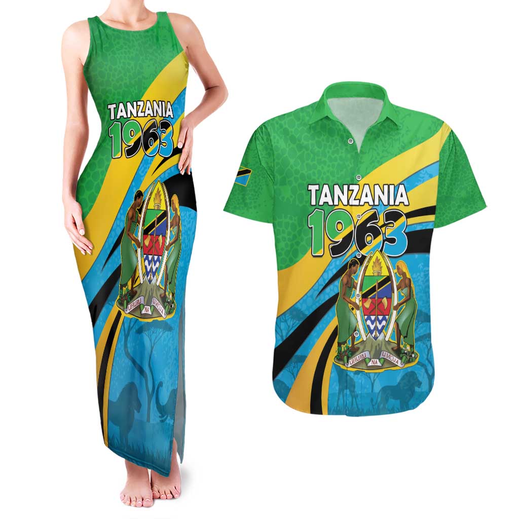Personalized Tanzania 1963 Couples Matching Tank Maxi Dress and Hawaiian Shirt Happy Independence Day - Wonder Print Shop