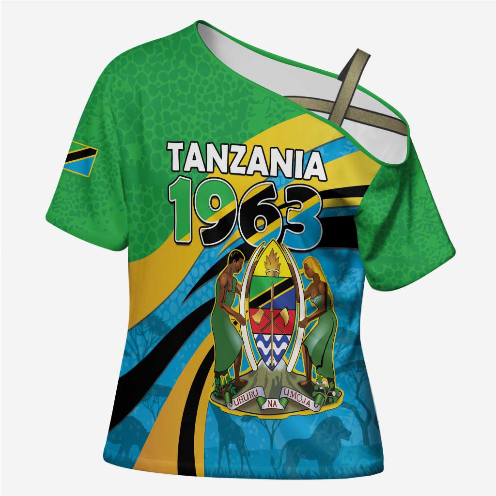 Personalized Tanzania 1963 Cross Shoulder Shirt Happy Independence Day - Wonder Print Shop